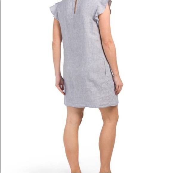Cynthia Rowley 100% Linen Striped Flutter Sleeve Beachy Shift Dress Size Medium - Picture 2 of 14